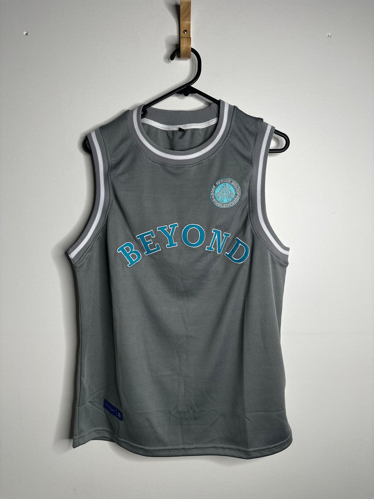 Grey and blue NBA singlet