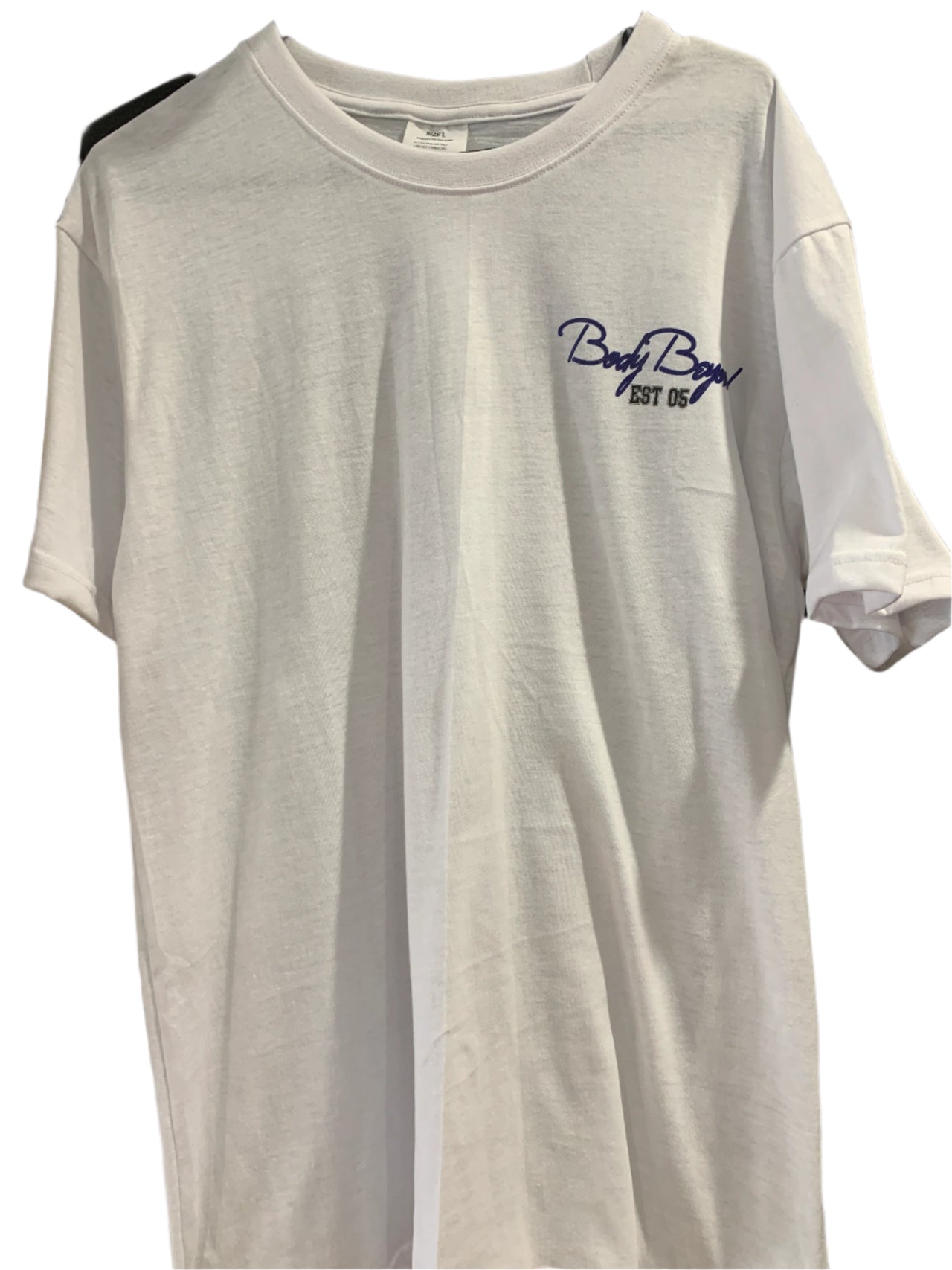 Body Beyond white shirt with blue chest logo